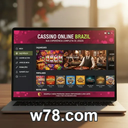 Tela do app w78.com com sessões rápidas e interface simples